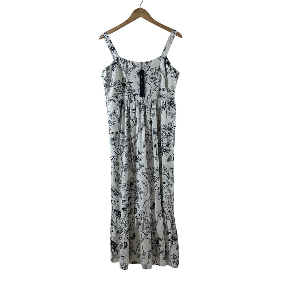 Jane+Delancey Womens Floral Botanical Rayon Linen‎ Maxi Dress White Black Size M
